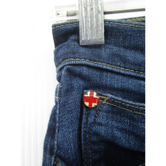 Hudson Jeans 26 Krista Super Skinny Grunge Denim Ripped Logo Stretch - Picture 3 of 14